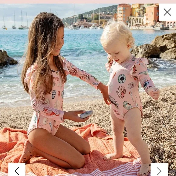 NWT Pink Chicken Girls Rachel Suit in Pink Watercolor Shells 2T Swim